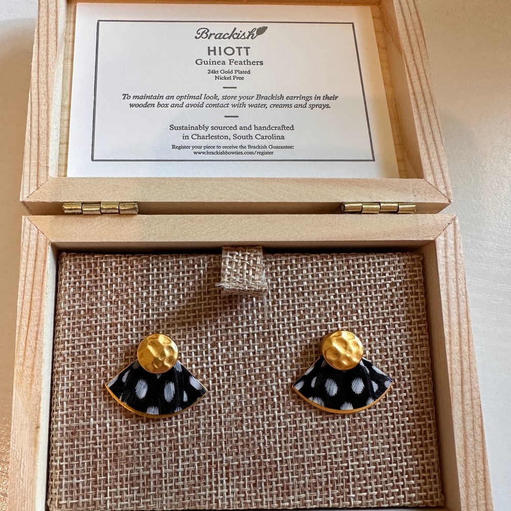 Brackish Gold and Black Feather Earrings